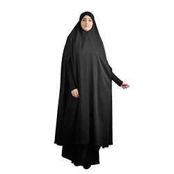 Bluelucon Damen Kleid Muslimisches Hijab Kleider Burka Long Sleeve Islamic Prayer Dress Ramadan Kleidung Mit Voller Länge Hijab Kleid Schwarz M von Bluelucon