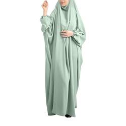 Bluelucon Gebetskleidung Für Frauen Burka Ganzkörper Damen Abaya for Women Dubai Kaftan Kleid Für Ramadan Beten Kleidung Für Frauen Muslim 0620B-Minzgrün Einheitsgröße von Bluelucon