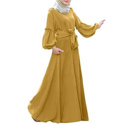 Bluelucon Gebetskleidung Für Frauen Hijab Kleidung Modern Abaya Set Lang Elegant Ramadan Kleider Damen Mit Hijab Kleid In Voller Länge Gelb XXL von Bluelucon