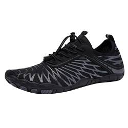 Bluelucon Herren Damen Badeschuhe Wasserschuhe Schnell Trocknend Strandschuhe Aquaschuhe Atmungsaktiv Schwimmschuhe Surfschuhe Erwachsener Schwarz 39 von Bluelucon