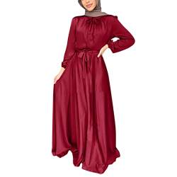 Bluelucon Islamische Kleidung Damen Hijab Kleidung Modern Abaya Set Lang Elegant Türkisch Muslimische Lang Kleider Set Mit Voller Länge Hijab Kleid Rot M von Bluelucon