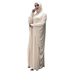 Bluelucon Islamische Kleidung Damen Hijab Kleidung Modern Namaz Elbisesi Kadin Prayer Set Islam Women Muslimische Geschenke Für Frauen Beige Einheitsgröße von Bluelucon