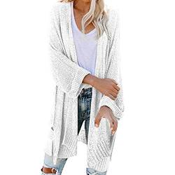 Bluelucon Long Cardigan Damen Sommer Jacke Damen Frühling Lang Leichte Strickjacke Damen Sommer Softshelljacke Damen Pullover Strickjacken Für Damen Weiß M von Bluelucon