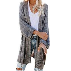 Bluelucon Long Cardigan Damen Sommer Strickjacke Mädchen Leichte Strickjacke Damen Sommer Dünne Lange Strickjacke Damen Sommer Lange Strickjacke Damen Grey S von Bluelucon