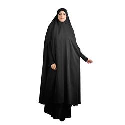Bluelucon Muslimische Kleider Damen Islamische Burka Abaya Kleid Tesettür Giyim Türkisch Muslimische Lang Kleider Set Mit Voller Länge Hijab Kleid Schwarz XL von Bluelucon