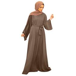 Bluelucon Muslimische Kleidung Frauen Islamische Burka Long Sleeve Islamic Prayer Dress Prayer Set Islam Women Muslim Druck Kaftan Islamisch 0620A-Braun XXL von Bluelucon