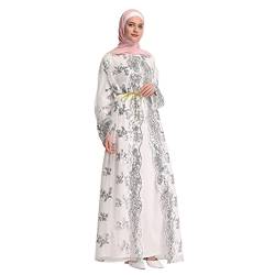 Bluelucon Prayer Dress Muslim Women Hijab Kleid Burka Abaya for Women Dubai Kaftan Kleid Für Ramadan Muslim Druck Kaftan Islamisch Weiß XL von Bluelucon