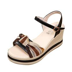 Bluelucon Sandalen Damen Sommer Elegant Frauen Sandalen Espadrilles mit Keilabsatz Slingpumps Keilsandaletten Sommerschuhe Kleid Schuhe Römersandalen Mit Absatz von Bluelucon