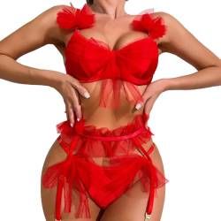 Bluelucon Weihnachtskleid Dessous Damen Sexy Unterwäsche Babydoll Damen Sexy Spitzen Nachtwäsche Pyjamas Für Sex Nachtkleid Spitze Nachthemd Sleepwear Kleid #30-Rot L von Bluelucon