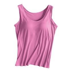 Damen Oberteile Rundhalsausschnitt Ärmellos Blusentop Sommer-Tanktop schlicht lässig lockere Passform Blusen Elegant ärmellose t-Shirt Tops Shirt Oberteile #05_Hot Pink,XXL von Bluelucon