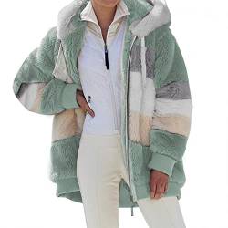 Damen Teddyfleece Plüschjacke Jacke mit Kapuze Große Größen Winter Verdicken Winter Reißverschluss Teddy-Fleece Leichte Casual Kapuzenjacke mit Tasches Einfarbig Lässige Jacken Mantel Oberteile von Bluelucon