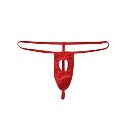 Herren Sexy Unterwäsche Spitze Thong Reizwäsche Tanga Herren Slips Herrenunterwäsche Unterhosen Männer Baumwolle Sexy Dessous Herren Für Sex C-Rot XL von Bluelucon