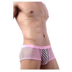 Netz Unterhose Herren Unterhosen Männer Sexy Herren Tanga Männer Tanga Shorts Herren Unterwäsche Unterhosen Männer Baumwolle Dessous Sexy Set c-Rosa L von Bluelucon