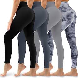 4er-Pack Leggings für Damen, Butt Lift, hohe Taille, Bauchkontrolle, keine durchsichtige Yogahose, Workout, Laufen, Leggings, Sortiment20, S/M von Bluemaple