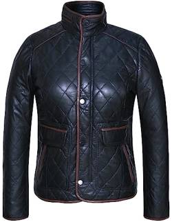 Blueorn Damen Lederjacke RENAA Steppjacke aus echtes Premium Schafsleder Leder - Gesteppte Jacke Daunenjacke Schwarz (as3, alpha, xx_l, regular, regular, Schwarz) von Bluepiel