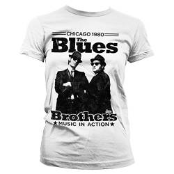 Blues Brothers Offizielles Lizenzprodukt Chicago 1980 Damen T-Shirt (Weiß), Small von Blues Brothers