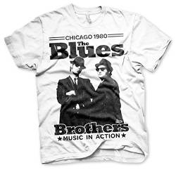 Blues Brothers Offizielles Lizenzprodukt Chicago 1980 groß & hoch (3XL, 4XL, 5XL) T-Shirt (Weiß), 3X-Large von Blues Brothers