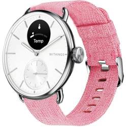 Blueshaweu 18mm und 20mm Armband Kompatibel für Withings Smartwatch, Nylon Strick Replacement Uhrenarmband für ScanWatch 2 38mm/ ScanWatch 2 42mm (18mm, Rosa) von Blueshaweu