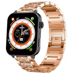 Blueshaweu 20mm Armband Kompatibel für R30 PRO 1,85 Zoll Smartwatch, Damen Metall Band Premium Edelstahl Bracelet Gurt für Blackview/IOWO DO/FeipuQu R30 Pro Smartwatch (Roségold) von Blueshaweu