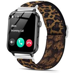 Blueshaweu 20mm armband für R30 PRO 1,85 Zoll Smartwatch, Einstellbar Stoff Armbänder, Weich und Dehnbar Elastizität Ersatzband für IOWO.DO/Black.view/FeipuQu R30 Pro Smartwatch (Leopard) von Blueshaweu