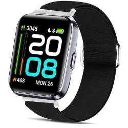 Blueshaweu 22mm für Tensky ID208 Plus 1,8'' Smartwatch Einstellbar Stoff Armbänder, Weich und Dehnbar Elastizität Ersatzband für Tensky ID208Plus / Quican IDW208 Plus Smartwatch (Schwarz) von Blueshaweu