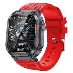 Blueshaweu Armband Kompatibel Für GaWear Smartwatch Herren 1,96 Zoll K57, Sport Silikon Ersatz Uhrenarmband Für LIGE K57/ EIGIIS K57Pro/ GaWear K57 Smartwatch (rot) von Blueshaweu