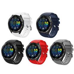 Blueshaweu Armband Kompatibel Für Garmin Forerunner 965, Sport Silikon Classic Ersatz Uhrenarmband Für Garmin Forerunner 965 /Forerunner 265 46mm Smartwatch (5 Pack) von Blueshaweu