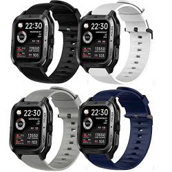 Blueshaweu Armband Kompatibel Für KOSPET M2 Smartwatch, Sport Silikon Classic Ersatz Uhrenarmband Für KOSPET TANK M2 Smartwatch (4 Pack) von Blueshaweu