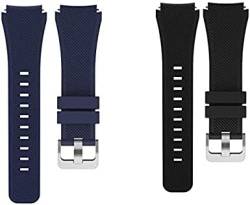 Blueshaweu Armband Kompatibel Für TOOBUR IDW13 / Gydom IDW13 / Woneligo W13 Smartwatch, Classic Sport Silikon Ersatz Uhrenarmband Für IDW13 Smartwatch 1,8'' (schwarz+blau) von Blueshaweu
