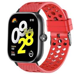 Blueshaweu Armband Kompatibel Für Xiaomi Redmi Watch 4, Sport Silikon Classic Ersatz Uhrenarmband Für Xiaomi Redmi Watch 4 Smartwatch (rot) von Blueshaweu