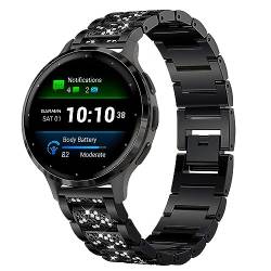 Blueshaweu Armband Kompatibel für Garmin Venu 3S, Damen Metall Band Premium Edelstahl Bracelet Gurt für Garmin Venu 3S/Venu 2S/Forerunner 265S/Forerunner 255S/Vivomove 3S Smartwatch (schwarz) von Blueshaweu