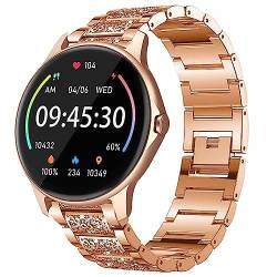 Blueshaweu Armband Kompatibel für LW51 Smartwatch, Damen Metall Band Premium Edelstahl Bracelet Gurt für ENOMIR LW51 / Gydom LW51 Smartwatch (Roségold) von Blueshaweu