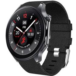 Blueshaweu Armband Kompatibel für OnePlus Watch 2, Nylon Strick Replacement Uhrenarmband für OnePlus Watch 1 / Watch 2 (schwarz) von Blueshaweu