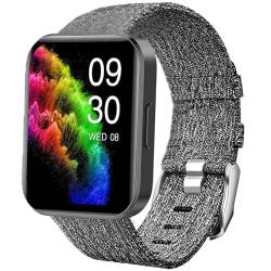 Blueshaweu Armband Kompatibel für RUIMEN Smartwatch D1, Nylon Strick Replacement Uhrenarmband für RUIMEN D1 / H1 Smartwatch (grau) von Blueshaweu