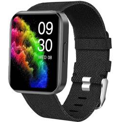 Blueshaweu Armband Kompatibel für RUIMEN Smartwatch D1, Nylon Strick Replacement Uhrenarmband für RUIMEN D1 / H1 Smartwatch (schwarz) von Blueshaweu