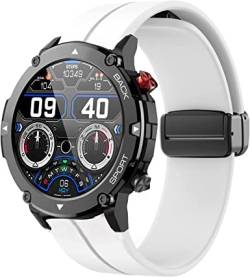 Blueshaweu Armband Kompatibel mit AKUMAKA militär smartwatch C21, Weiches Silikon Dual Magnetisch Einstellbar Armbänder Kompatibel mit AKUMAKA C21/TAOPON NX3 1.85 Smartwatch (weiß) von Blueshaweu