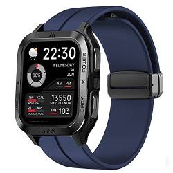 Blueshaweu Armband Kompatibel mit KOSPET M2 Smartwatch, Weiches Silikon Dual Magnetisch Einstellbar Armbänder Kompatibel mit KOSPET TANK M2 Smartwatch (blau) von Blueshaweu