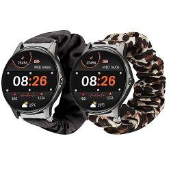 Blueshaweu Armband Kompatibel mit LW51 Smartwatch, weiche Haargummis Uhrenarmband für ENOMIR LW51 / Gydom LW51 Smartwatch (schwarz+Leopard) von Blueshaweu