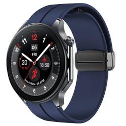 Blueshaweu Armband Kompatibel mit OnePlus Watch 2, Weiches Silikon Dual Magnetisch Einstellbar Armbänder Kompatibel mit OnePlus Watch 1 / Watch 2 (blau) von Blueshaweu