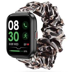 Blueshaweu Armband Kompatibel mit Tensky ID208 BT Smartwatch, weiche Haargummis Uhrenarmband für ENOMIR 208 / Aeac ID208 / Oraimo ID208 BT/Tensky id208bt Smartwatch (Leopard) von Blueshaweu