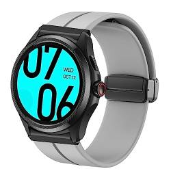 Blueshaweu Armband Kompatibel mit Ticwatch Pro 5 Smartwatch, Weiches Silikon Dual Magnetisch Einstellbar Armbänder Kompatibel mit Ticwatch Pro 5 Smartwatch (grau) von Blueshaweu