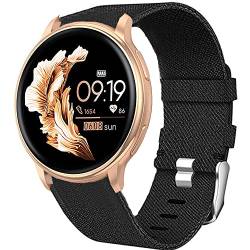 Blueshaweu Onetuo Armband Kompatibel für Nemheng Smartwatch 1.32 Zoll, Nylon Strick Replacement Uhrenarmband für Nemheng N33 Smartwatch (Schwarz) von Blueshaweu