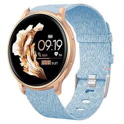 Blueshaweu Onetuo Armband Kompatibel für Nemheng Smartwatch 1.32 Zoll, Nylon Strick Replacement Uhrenarmband für Nemheng N33 Smartwatch (blau) von Blueshaweu