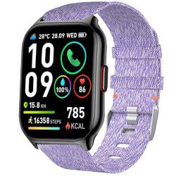 Blueshaweu Onetuo Armband Kompatibel für Popglory P95 Smartwatch, Nylon Strick Replacement Uhrenarmband für Popglory P95 / ZOSKVEE P95 / Coollia P95 / SKG V7-2/ Narcid P95 Smartwatch (lila) von Blueshaweu