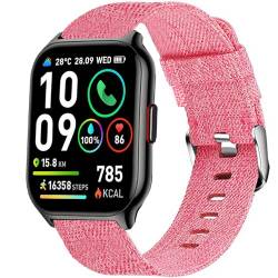 Blueshaweu Onetuo Armband Kompatibel für Popglory P95 Smartwatch, Nylon Strick Replacement Uhrenarmband für Popglory P95 / ZOSKVEE P95 / Coollia P95 / SKG V7-2 Smartwatch (Rosa) von Blueshaweu