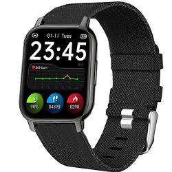 Blueshaweu Onetuo Armband Kompatibel für Popglory Smartwatch 1.85 zoll, Nylon Strick Replacement Uhrenarmband für Popglory P66 Smartwatch (schwarz) von Blueshaweu