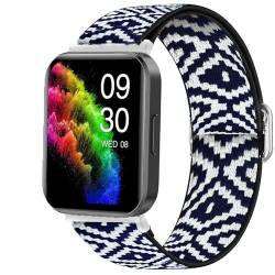 Blueshaweu armband für RUIMEN Smartwatch D1, Einstellbar Stoff Armbänder, Weich und Dehnbar Elastizität Ersatzband für RUIMEN D1 / H1 Smartwatch (BlauesGitter) von Blueshaweu