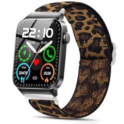 Blueshaweu armband für uaue T50S 1,85" Smartwatch, Einstellbar Stoff Armbänder, Weich und Dehnbar Elastizität Ersatzband für uaue/VKROBAG/Doner ton T50s Smartwatch (Leopard) von Blueshaweu