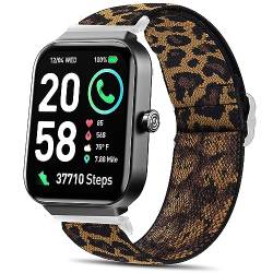 Blueshaweu für Fitpolo Smartwatch IDW15 Einstellbar Stoff Armbänder, Weich und Dehnbar Elastizität Ersatzband für Fitpolo IDW15 /Parsonver IDW15 /aeac IDW15 Smartwatch (Leopard) von Blueshaweu