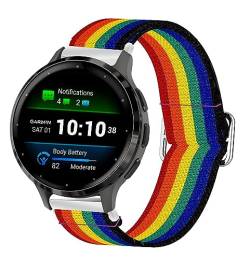 Blueshaweu für Garmin Venu 3S Einstellbar Stoff Armbänder, Weich und Dehnbar Elastizität Ersatzband für Garmin Venu 3S/Venu 2S/Forerunner 265S/Forerunner 255S/Vivomove 3S Smartwatch (Regenbogen) von Blueshaweu